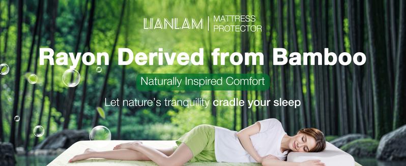 Waterproof Queen & King Size Mattress Protector, Cooling Breathable Bamboo Rayon Bed Cover, with 6"-18" Deep Pocket Noiseless, Soft & Washable for Bedroom, Hotel