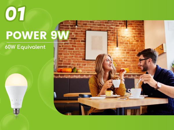 DEBAOBULB 3000K Warm Light E26 120V 9W Rechargeable Battery Operated Emergency LED Lamp Multifunctional Hook Included Home Energy Saving Lighting