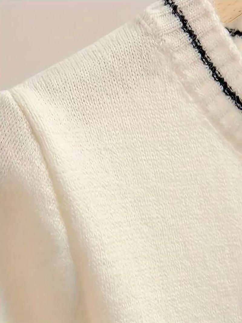 Heart Beaded Knit Sweater Short Sleeve Women Spring Summer New Unique Design Short Knitted Top Elegant Butterfly Knot Valentine's Day