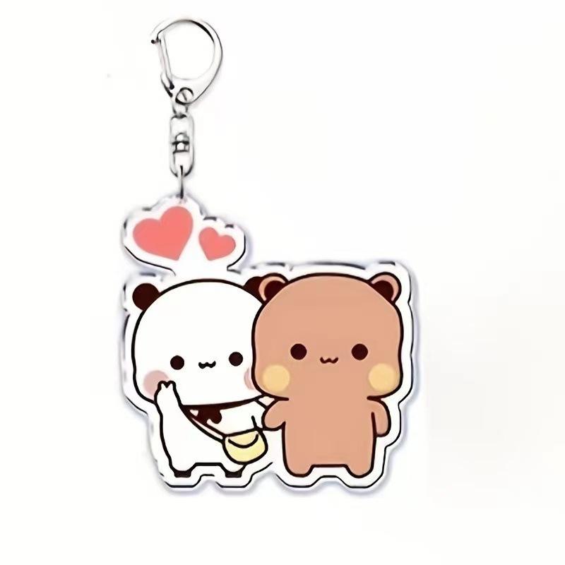 2D Anime Characters Cartoon Bears Cute Cloth Acrylic Keychains Animal Keychains Desktop Ornaments Exquisite Gifts for Anyone