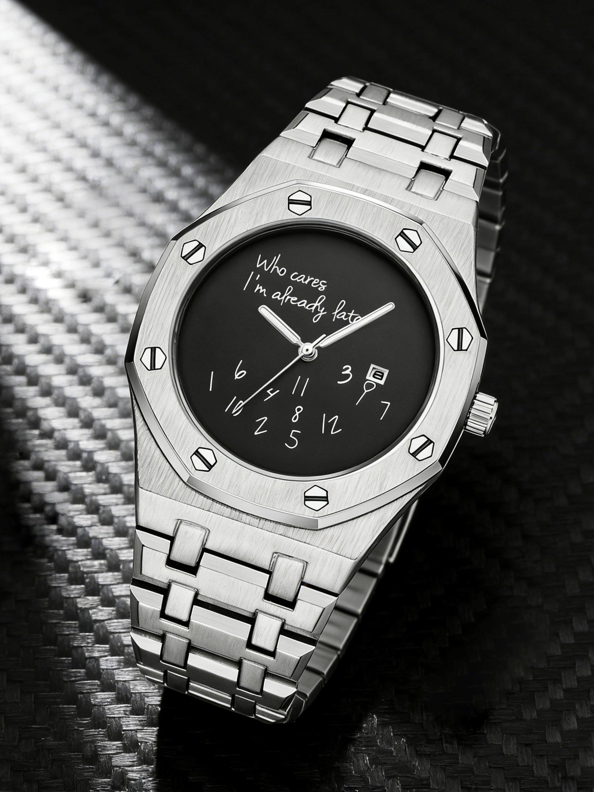 Men's Steel Band Watch, Round Dial Design, Graffiti Number Pattern, Casual Vintage Fashion, High-End Men's Watch, Trendy Gift Recommendation, Quartz Watch