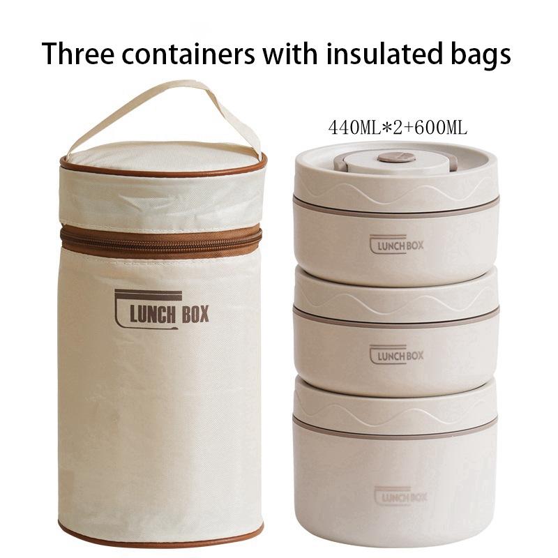 3 piece stainless steel lunch box,🍗🥦🍓🍲 multi-layer insulated portable outdoor food container with bag, sealed lid, suitable for office use and travel. Lunch Box for Work Stay Healthy & Organized ! Ideal for School Office Camping Outdoor Meals portable