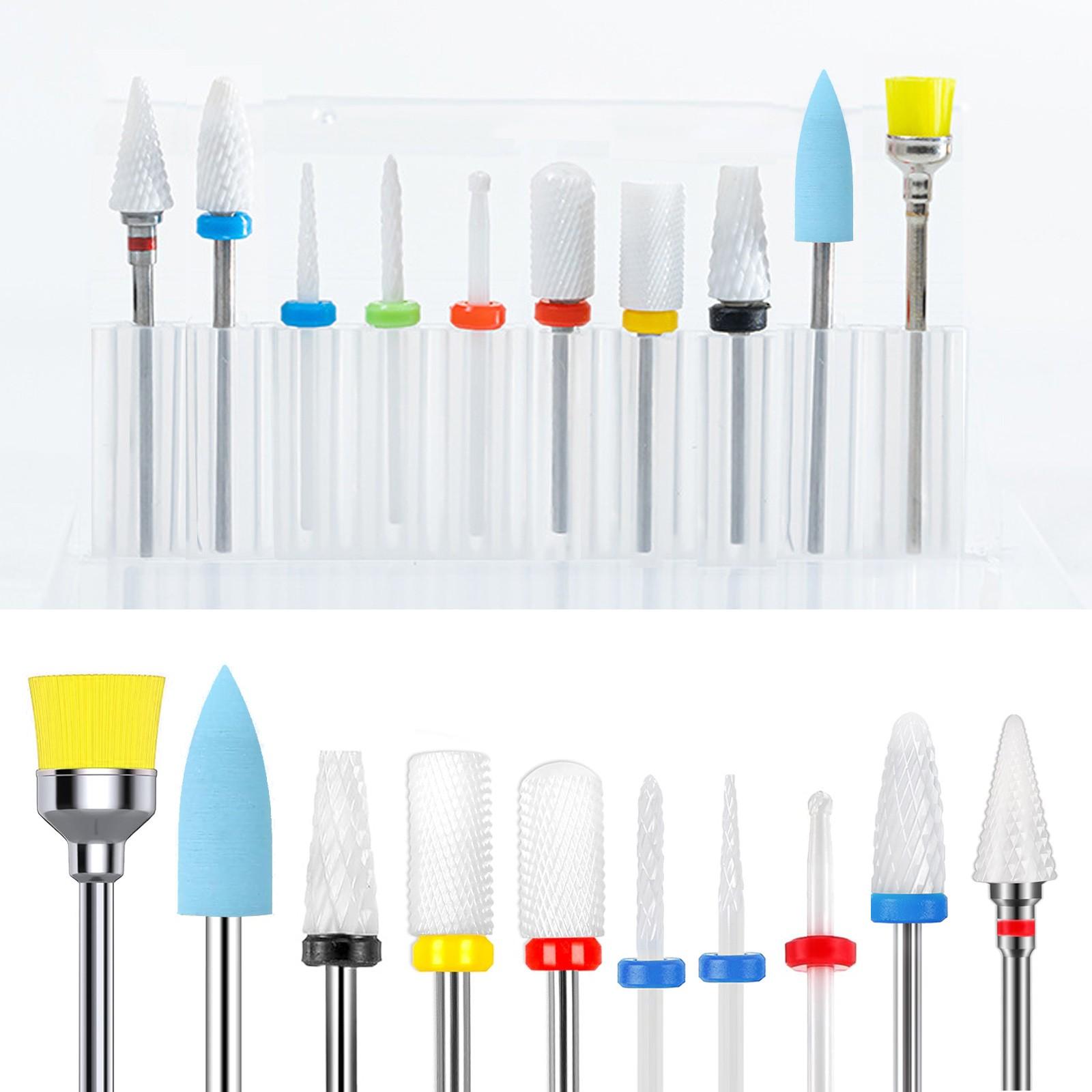 10pcs Tungsten Carbide Nail Drill Bits Set, Professional Nail File Bits for Nail Drill Machine, Cuticle Remover & Nail Polishing Tool