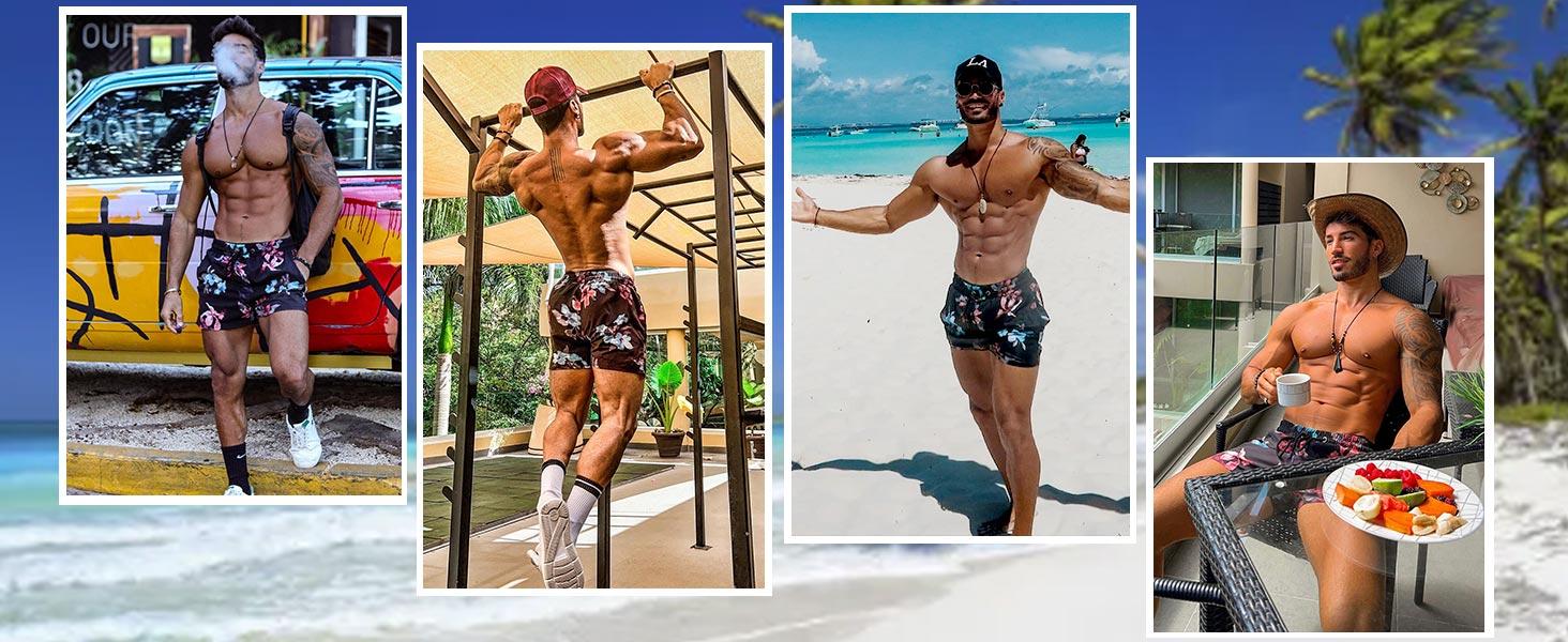 GINGTTO Men's Swim Trunks Quick Dry Summer Beach Shorts with Mesh Lining