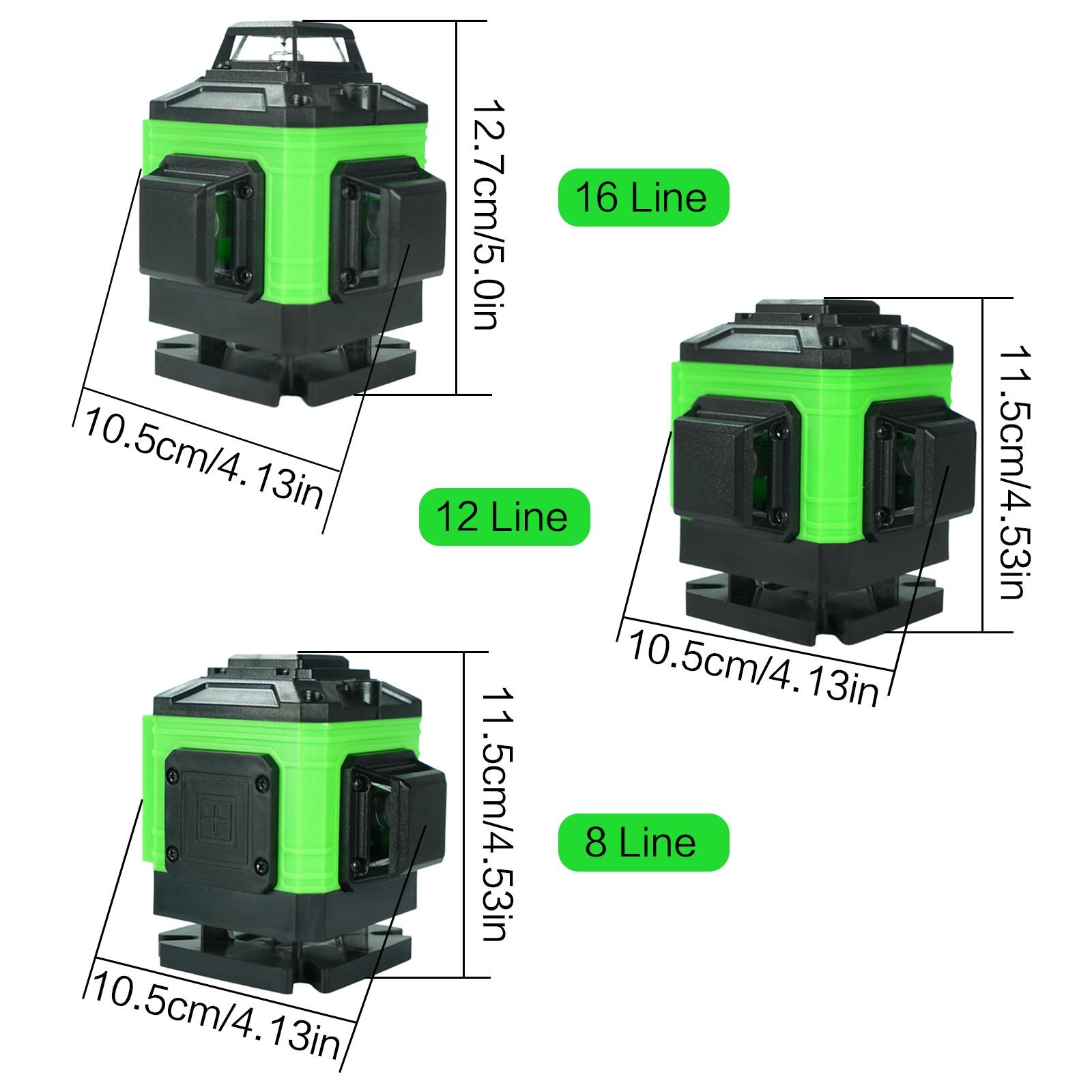 High-Precision 8/12/16 Lines Green Laser Level, Self-Leveling 360 ...