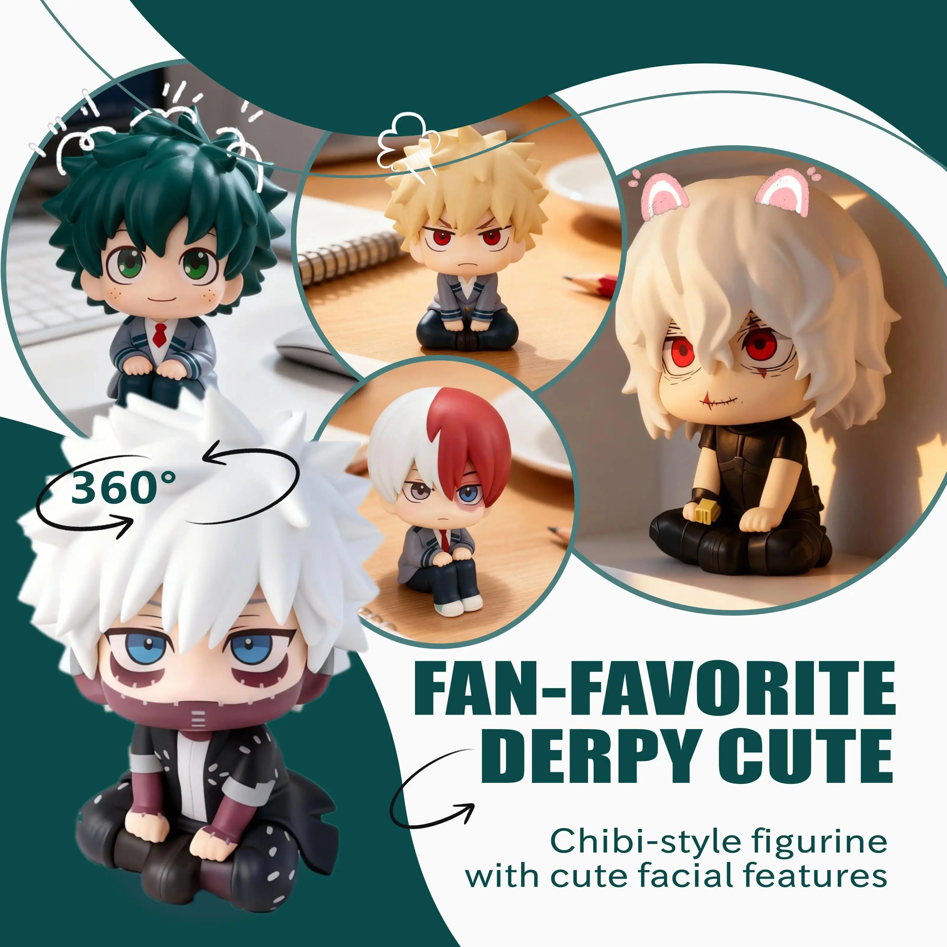 New My Hero Academia (MHA) Cute Chibi PVC Figurines - Tomura Shigaraki, Izuku Midoriya, Katsuki Bakugo - Cute Collectibles, Decoration Figure, Figurines Collectibles Toy Model