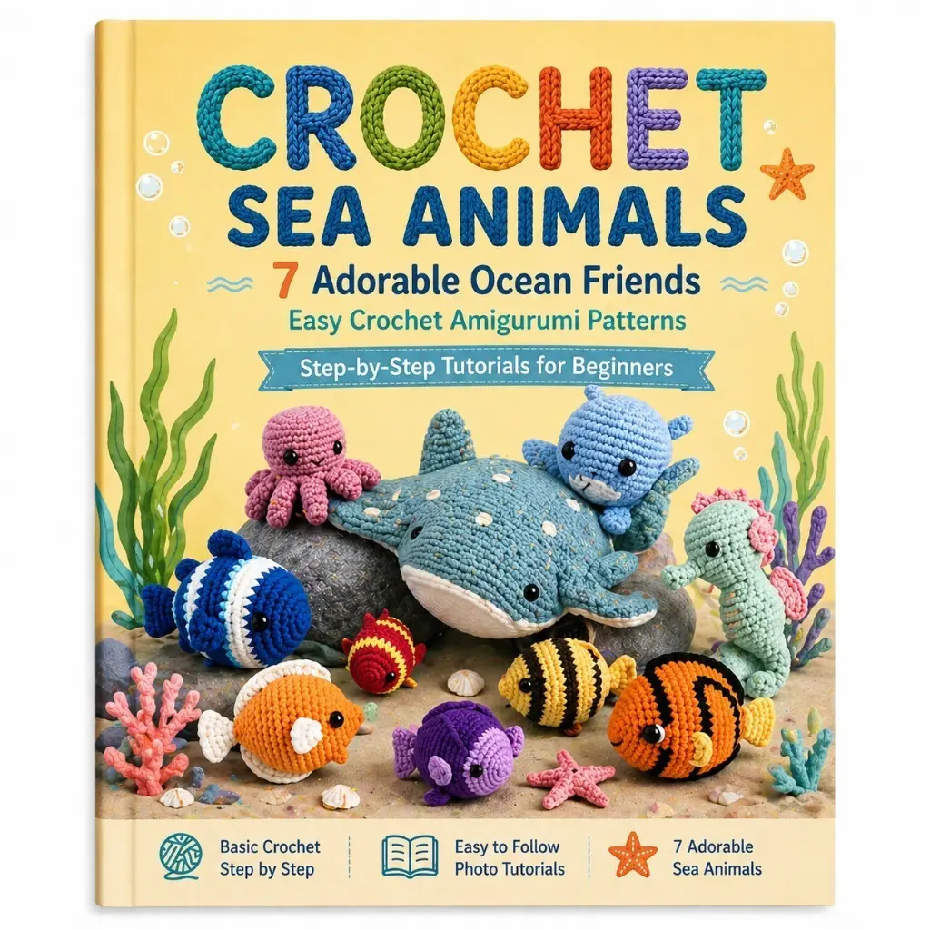 Knitted Ocean Animal Crochet Tutorial Book, Beginner-Friendly Handmade Crafting Guide, Amigurumi Sea Animals Patterns, DIY Instruction Manual
