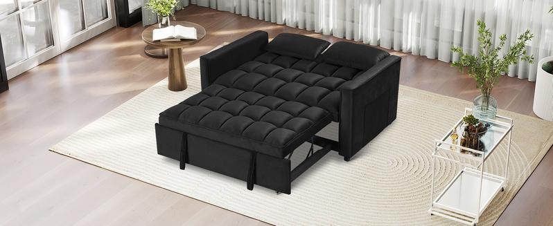 [TikTokShopBlackFriday]EBELLO 3 in 1 Convertible Sleeper Sofa Bed, Futon Couches for Living Room with Side Pocket,Adjustable Backrest,Pull Out Couch,Loveseat,Sectional Daybed for Lazy day