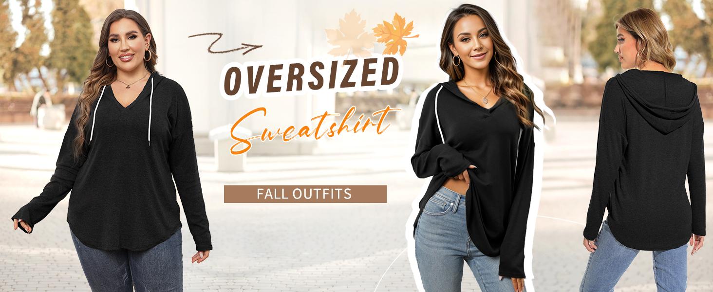 WIHOLL Womens Fashion Tops Hoodies for Women Pullover Oversized Sweatshirts Long SLeeve Shirts Loose Fit
