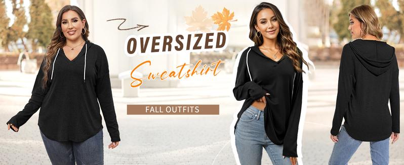 WIHOLL Womens Fashion Tops Hoodies for Women Pullover Oversized Sweatshirts Long SLeeve Shirts Loose Fit