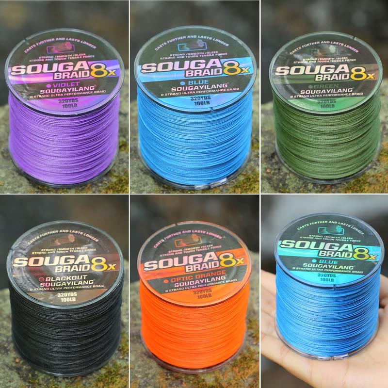 Sougayilang 300m 8X Braided Fishing Line Super Power Abrasion Resistant, Zero Stretch Super Strong Superline for Freshwater & Saltwater Fishing - Multi-Colored, Durable High-Quality Gift for Anglers fishing line Fluorocarbon Leader