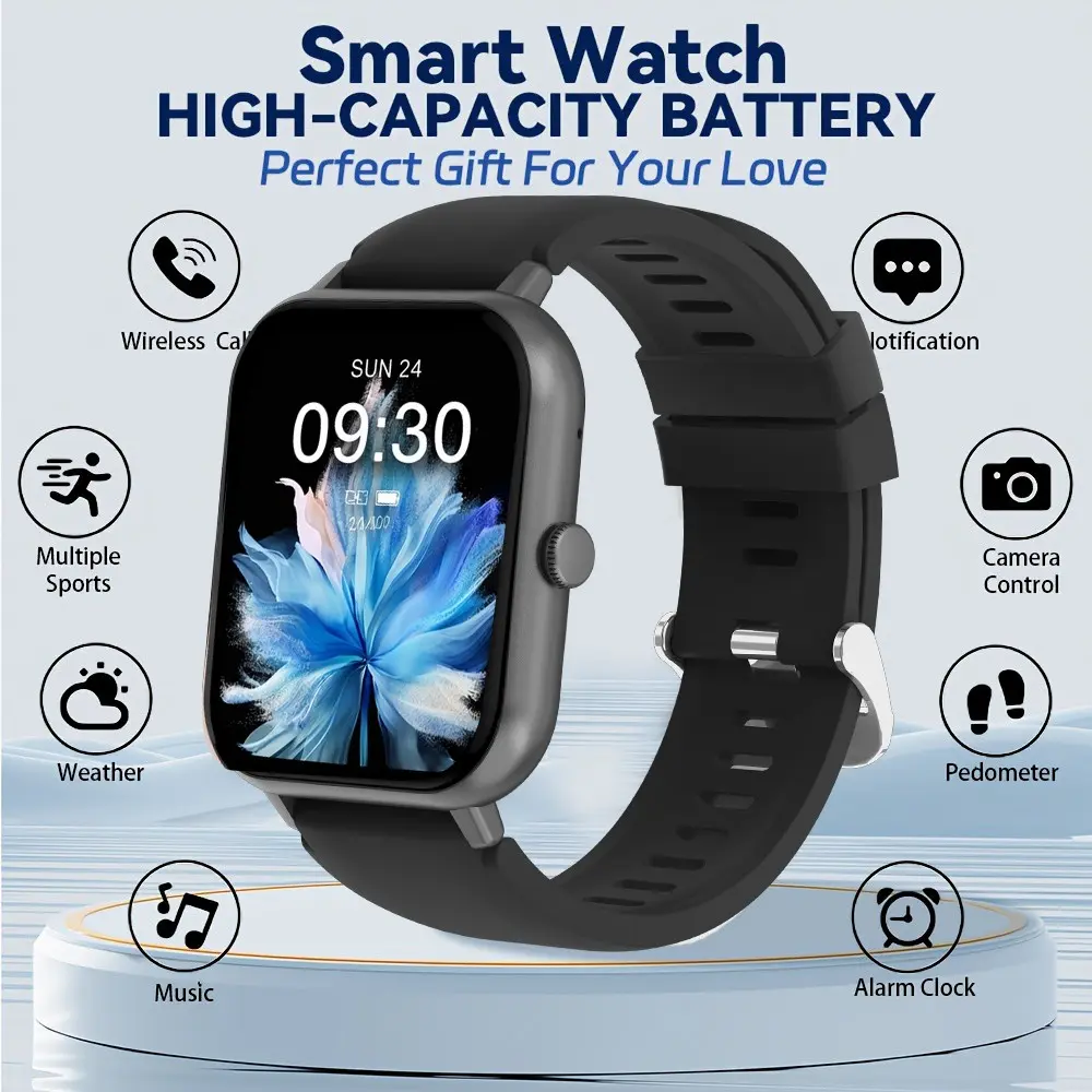 Smart Watch for Men Women, Wireless Calling, 100+ Sports Modes, Activity Tracker, Music Control, Message Reminder, Custom Watch Faces, Fitness Smart Watch