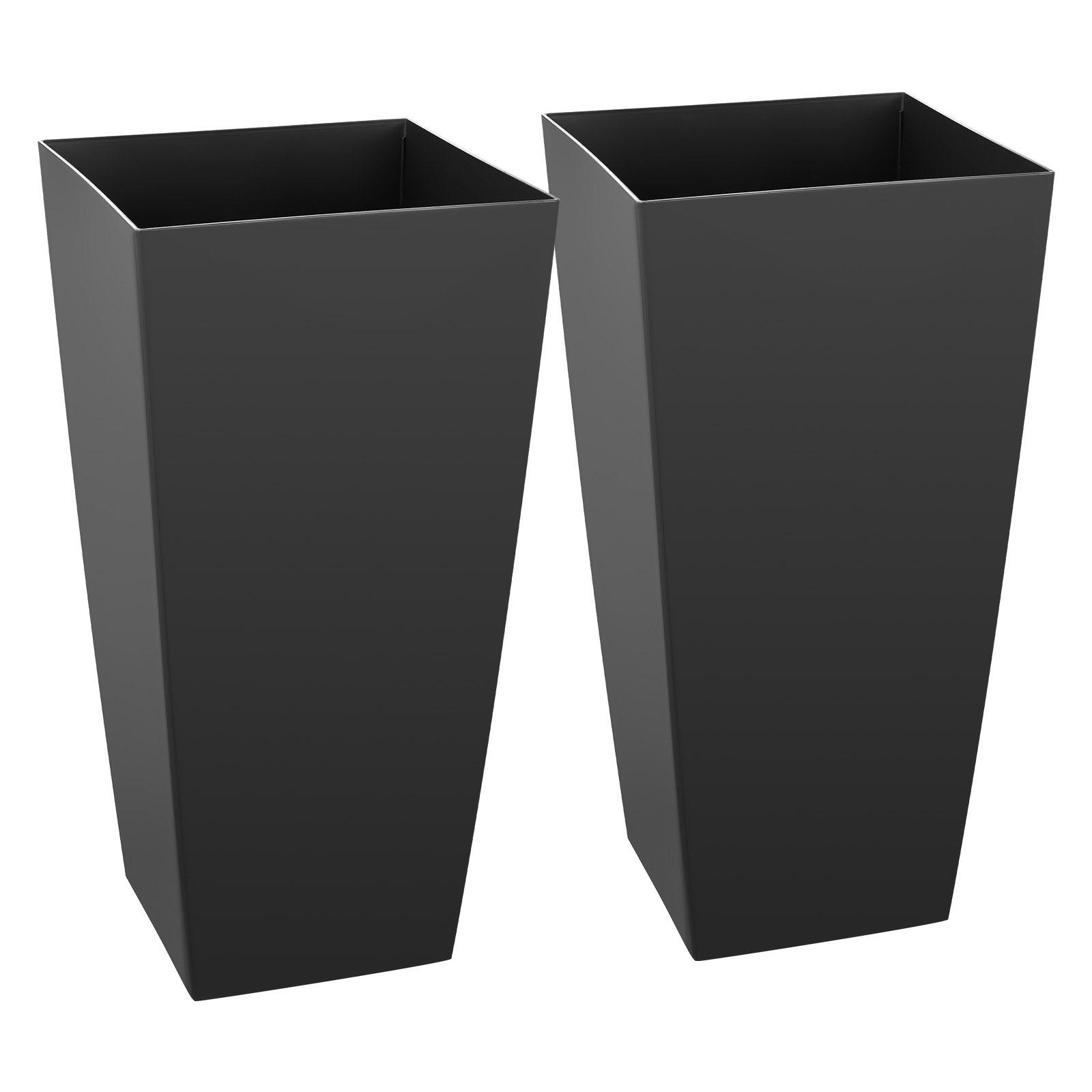 VEVOR Tall Planters Set of 2, 26 Inch Large Outdoor Taper Planters for Outdoor Indoor Plants, Front Porch Plastic Modern Flower Pots with Casters, Inner Pot & Drainage Holes for Patio, Garden, Black VEVOR Tall Planters Set of 2, 26 Inch Large Outdoor Taper Planters for Outdoor Indoor Plants, Front Porch Plastic Modern Flower Pots with Casters, Inner Pot & Drainage Holes for Patio, Garden, Black