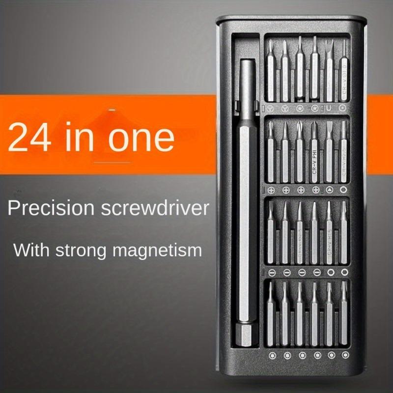 24-In-1 Multi-Functional Precision Screwdriver Set, Stainless Steel, Complete Tool Bit Removal, Compact Carrying Case, Professional Toolkit, Replaceable Screwdriver Bits, Multipurpose Switchable Screwdriver