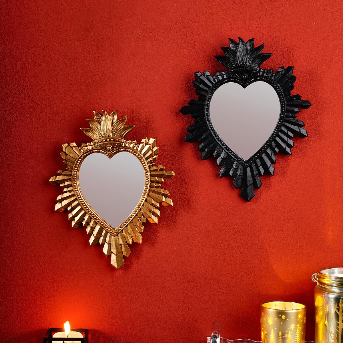 1pc Golden and Black Flame Heart-Shaped Decorative Pendant, Resin Sacred Heart Hanging Ornament, Suitable for Religious or Home Wall Decoration, Photography Props and Theme Party Decoration