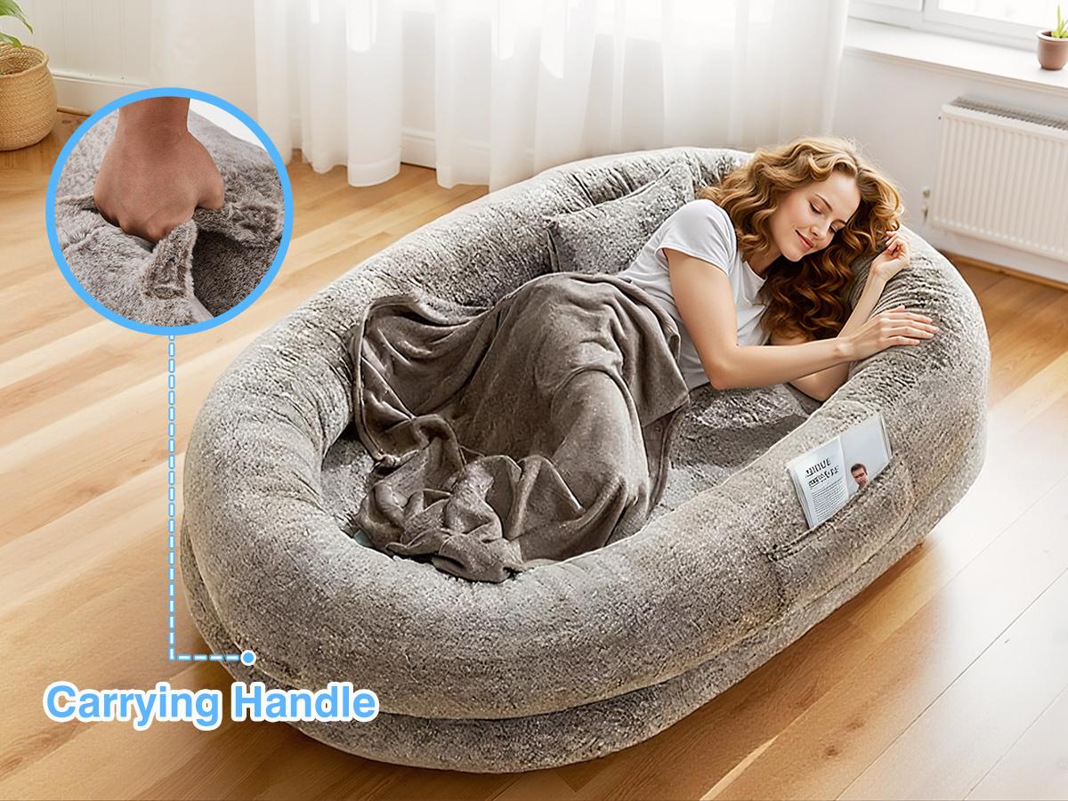 Cozy XL Human Dog Bed for Adults & Pets – Faux Fur Lounger with Pillow & Blanket, Washable Orthopedic Sofa for Deep Sleep & Relaxation – Perfect Gift for Pet Lovers tictok  shop contemporary easy care s greensboro furniture Coachella-mothersdaygift tiktok