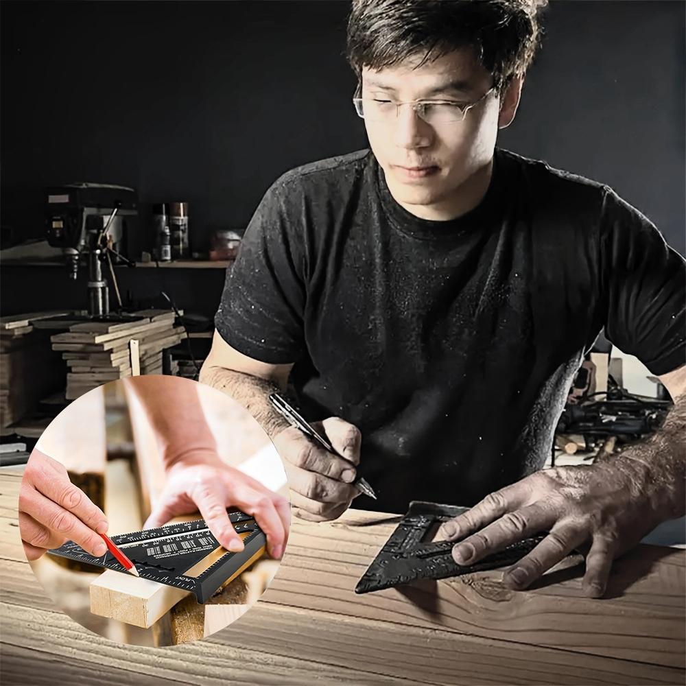 7 Inch Metric Triangular Ruler High Precision with 90° & 45° Angles Linear Measurement for Woodworking, Metalwork, Roofing, Drawing