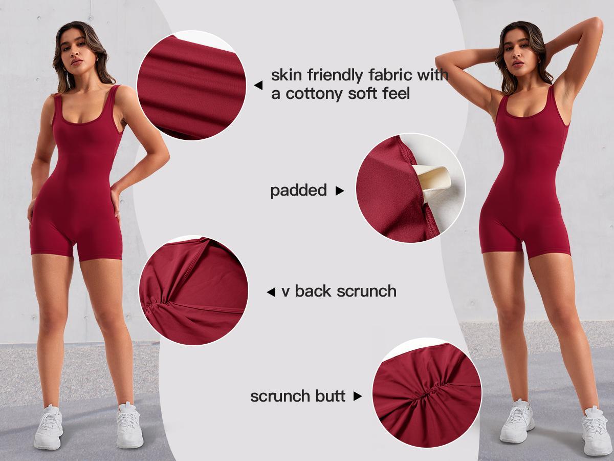 YEOREO Women’s Sleeveless Yoga Jumpsuit Open Back V-Neck Scrunch Butt Tummy Shaping Workout Romper Stretchable Activewear Stylish Activewear