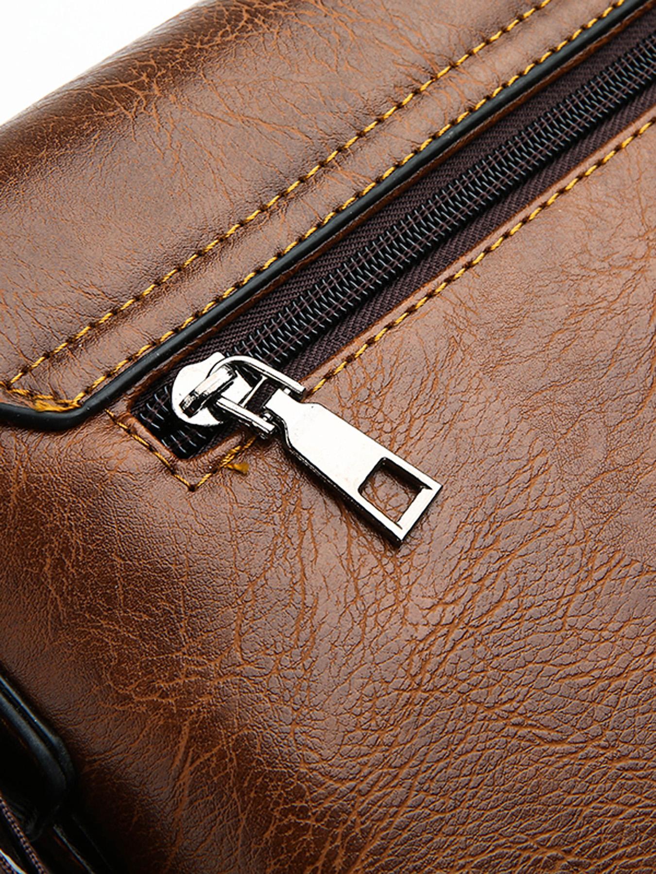 New Minimalist Versatile Men's Messenger Bag Crazy Horse Leather Flap Design Convertible Crossbody Bag Dual-Use Business & Casual Shoulder Bag