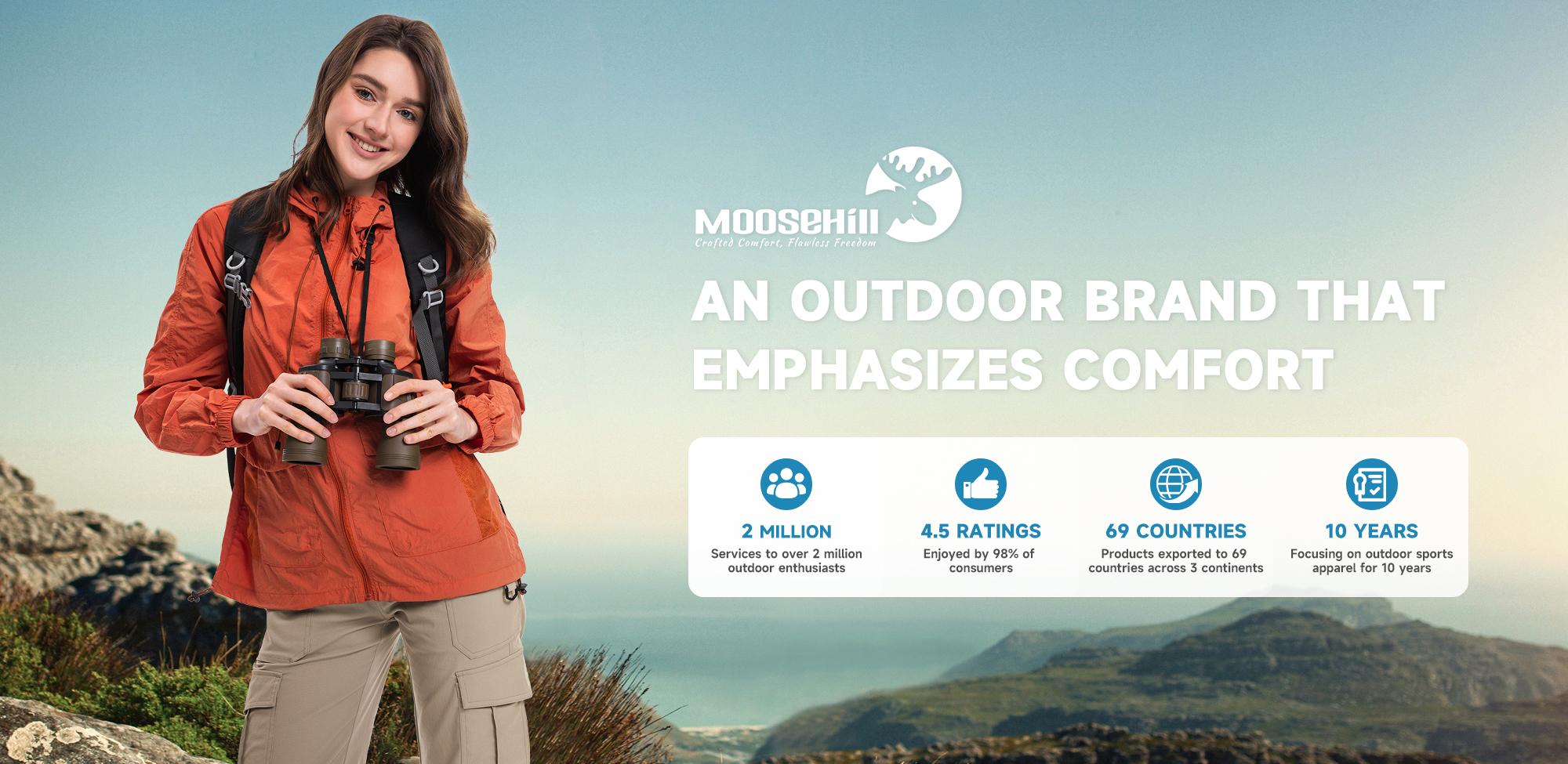 Moosehill Women's Cargo Hiking Pants High-Waisted Lightweight HikerFlex W038 Khaki Casual Comfy Pocket Sporty Trousers