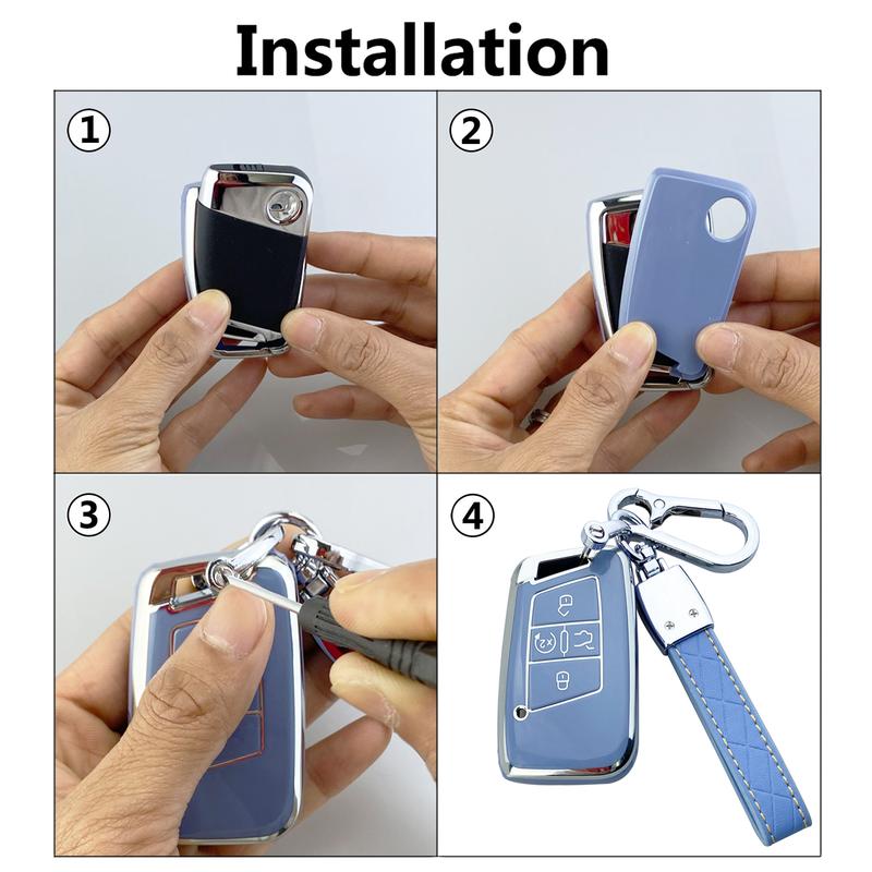 Key Fob Cover Case Compatible with VW Atlas Arteon Golf Jetta Passat Tiguan Taos Skoda Kodiaq Superb Accessories