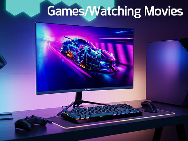 27 Inch Curved Monitor 2K 165Hz 1500R, QHD 2560*1440p Gaming Computer Monitor, 16:9 HDMI Display, 1ms(MPRT), FreeSync, 99% sRGB, Eye Care HDR PC Screen Built-in Speakers, VESA, Tilt Adjustable, Black gaming monitor