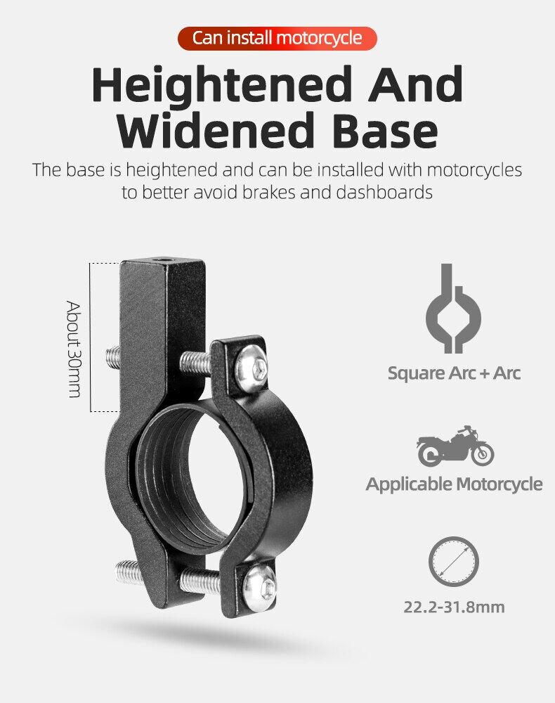 ROCKBROS Bike Phone Mount Holder Motorcycle & Bicycle Handlebar Cell Phone Holder 360° Rotatable Aluminum Phone Clip for iPhone 11 12 13 Pro Max Mini X XR Xs Plus Samsung S21 S20 S10