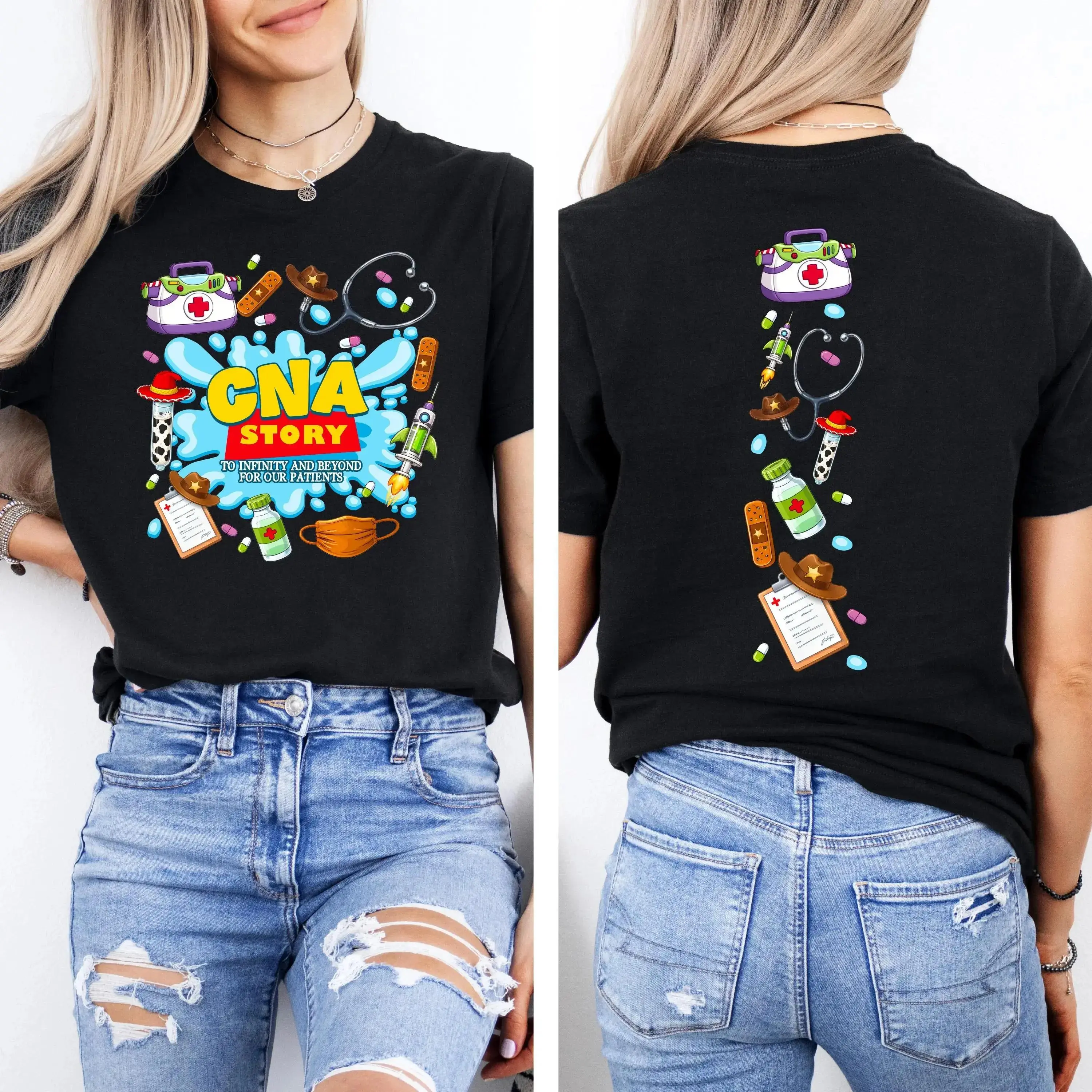CNA Story Graphic T-Shirt |   Funny Nurse Appreciation Tee |   Medical Healthcare Worker Shirt |   Retro Cartoon Nursing Student