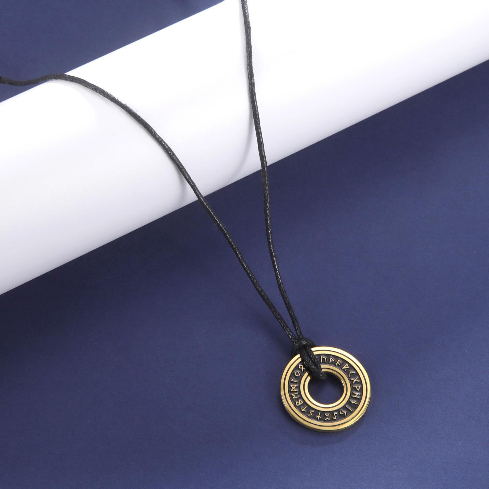 LIKGREAT Vintage Nordic Rune Necklaces for Men Stainless Steel Norse Runes Viking Jewerly Pagan Pendant Amulet Gift Hot Sale