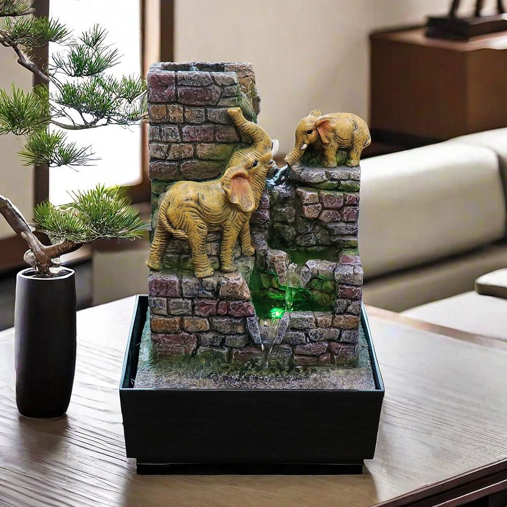 Elephant Tabletop Water Fountain | Quiet Pump | Promotes Focus, Stress Relief, Creativity,promote sleep | Reminder to Pause | Home or Desk Decor Rock mannequin head
