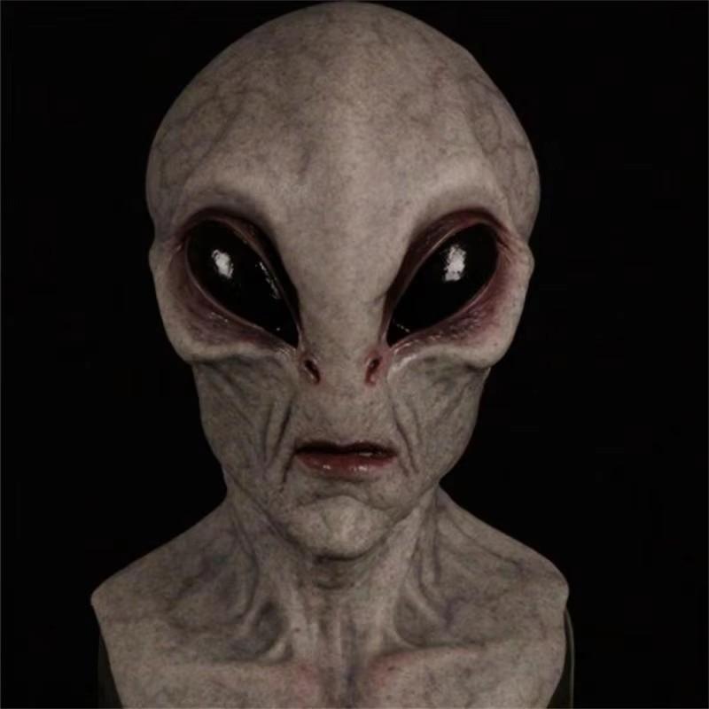Halloween Alien Latex Mask - Unisex Adult Mature Space Element Cosplay Horror UFO Skull Helmet, Carnival Dress-Up Party Costume Prop Accessories for Novelty Toy Enthusiasts