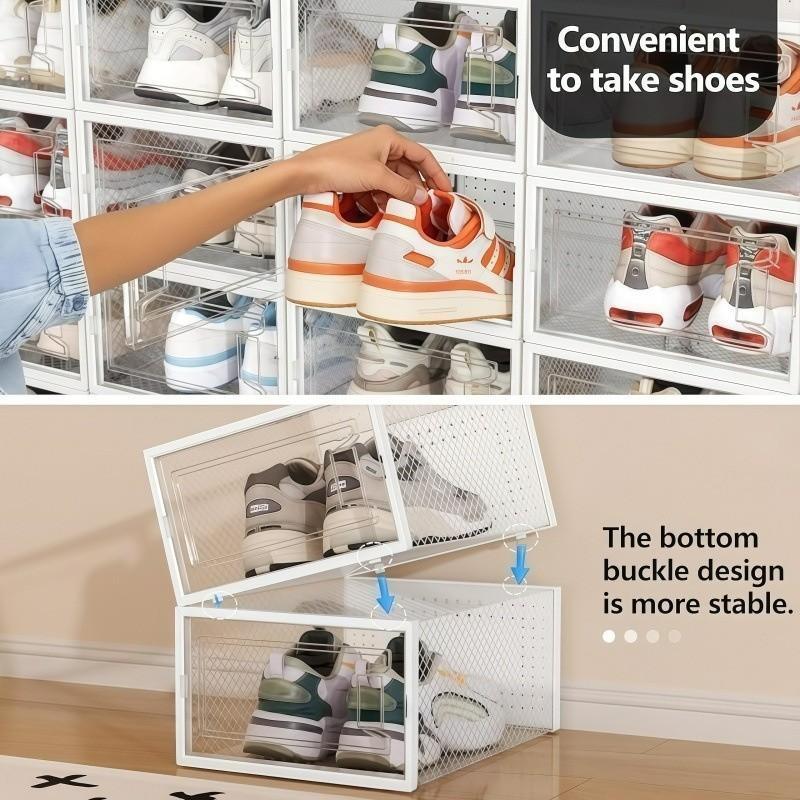 24-piece oversized shoe storage box, transparent plastic stackable shoe finishing box, 2026 god-level shoe box! Installation-free + stackable, 24 pairs of shoes can be packed in a small space, Closet Organization