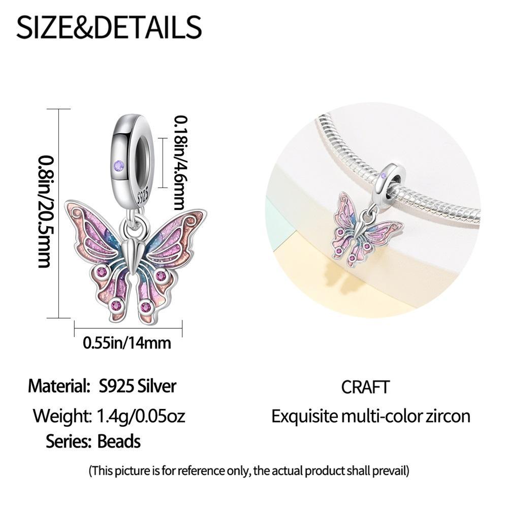 Spring Series Charms 925 Sterling Silver Butterfly Dragonfly Pink Daisy Pendant Beads Fit Original Bracelets DIY Jewelry