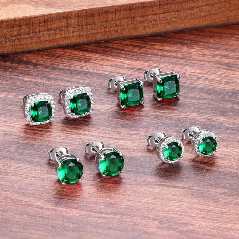 MILACOLATO Cubic Zirconia Stud Earrings Hypoallergenic 925 Sterling Silver Post Earrings Big Brilliant Stud Earrings for Women Men