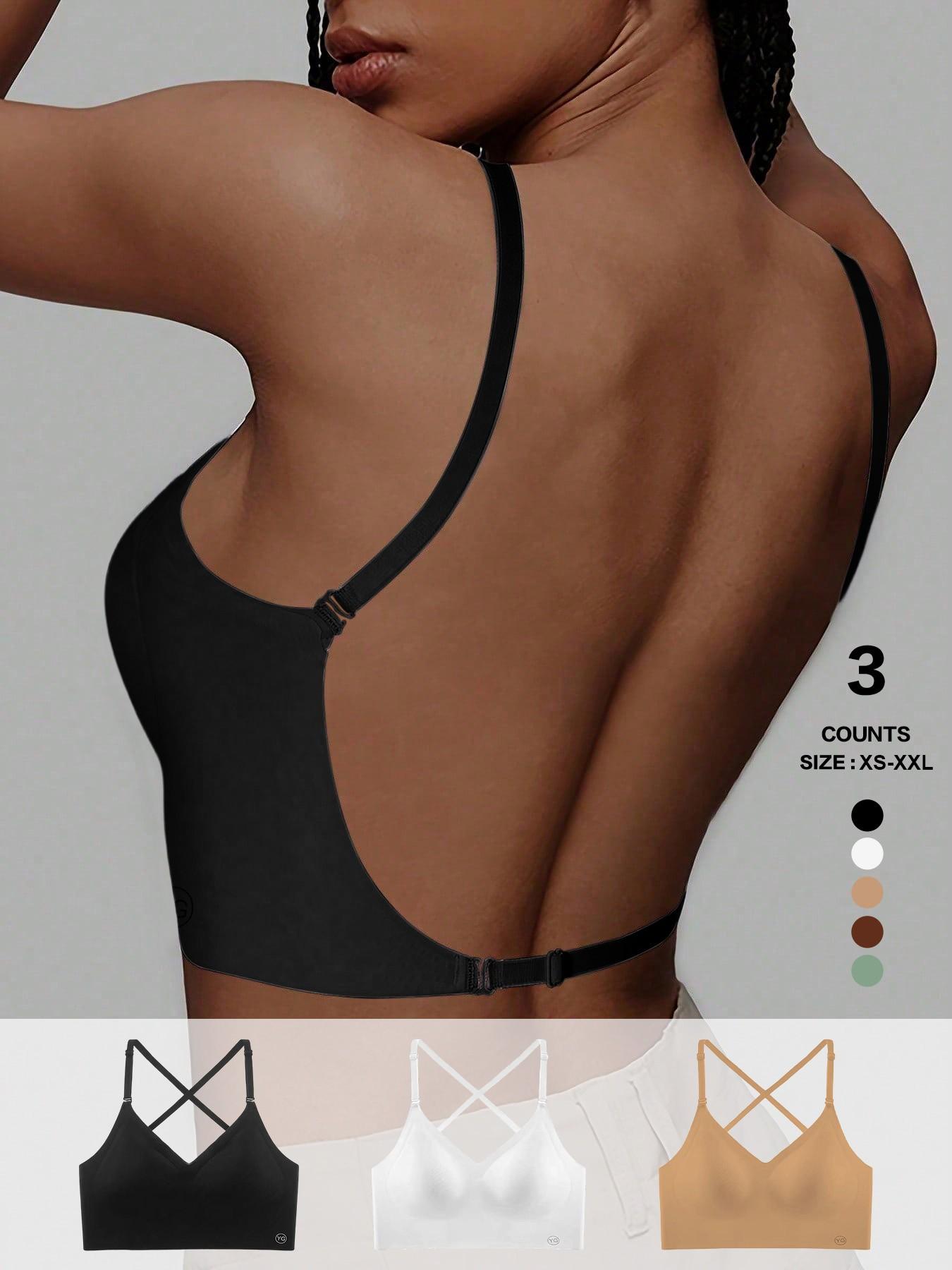 Women's Seamless Backless Bra, Multi-Strap Convertible Strap Wireless Push-Up Bra, Suitable for Wedding Dresses and Party Gowns