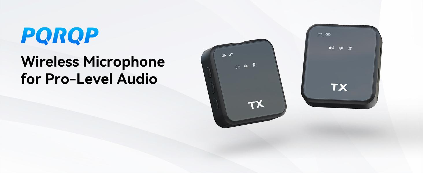 PQRQP 3 in 1 Wireless Lavalier Microphones for iPhone, iPad, Android, Camera, USB-C Microphone, 7-Hour Battery, Mini Microphone with Noise Reduction for Video Recording, Vlog Audio Amplifier Smartphone