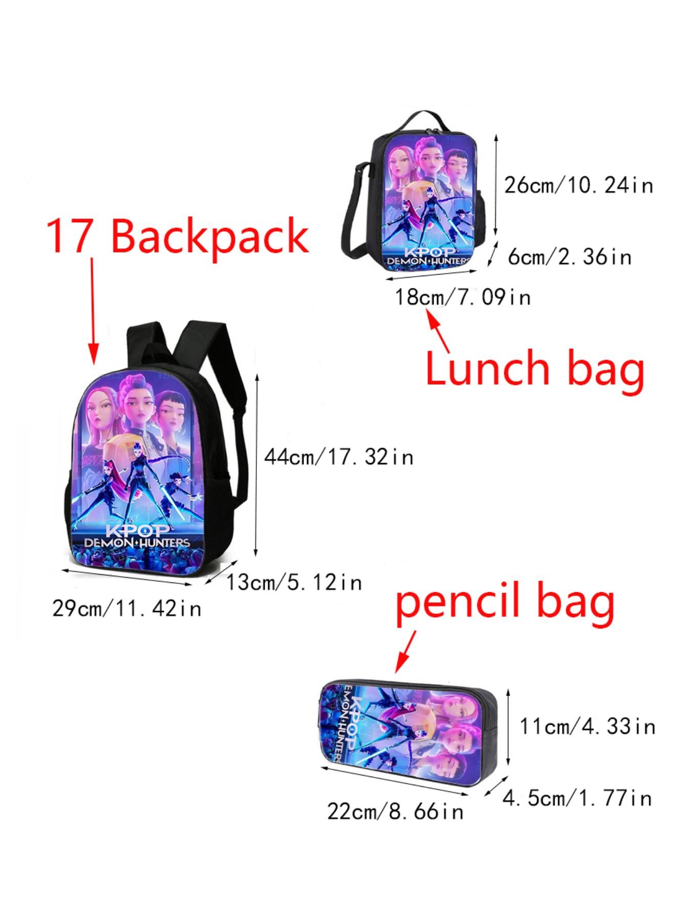 Kpop Lumi School Bag Set, Anime Cartoon Student Backpack, Lunch Box, Pencil Case, Three-Piece Set, Perfect for Students