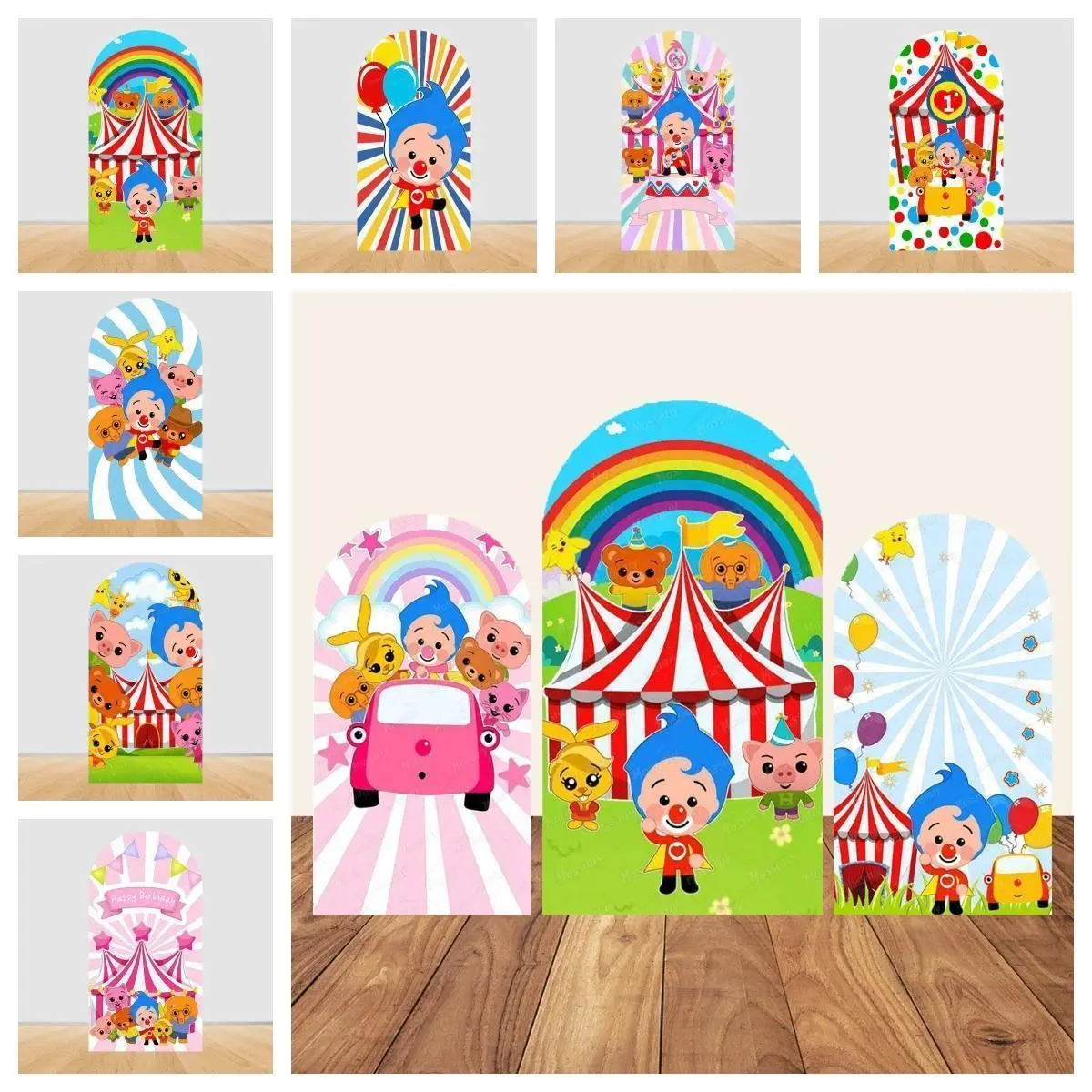 Cute Plims Arched Photography Background Set Elastic Material Children's Birthday Party Banner Cartoon Photo Decoration Supplies
