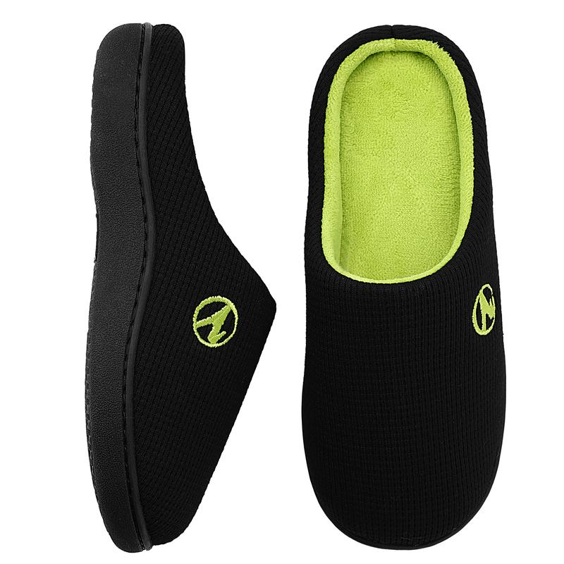 Unisex Gray & Blue Two-Tone Memory Foam Slippers with Durable Rubber Sole for Indoor & Outdoor Use Stylish Walking Footwear Comfortable House Slippers for Men & Women - Dance