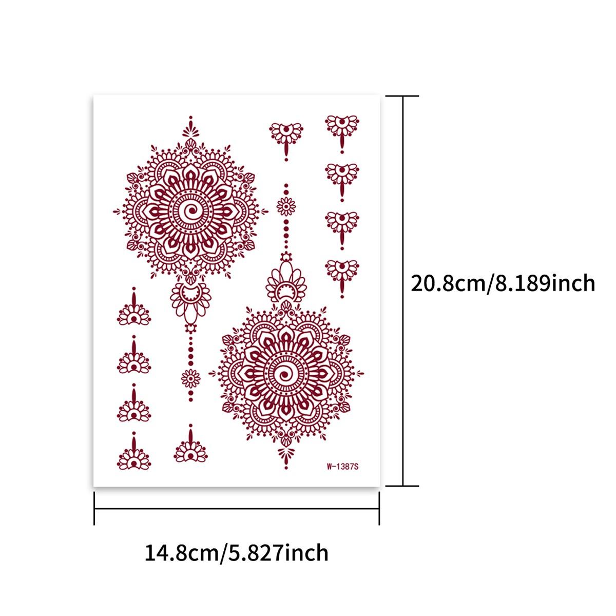 2pcs Exotic Henna Style Temporary Tattoos, Intricate Mandala & Floral Patterns, Waterproof, Long-Lasting, Easy Application, Ideal for Parties