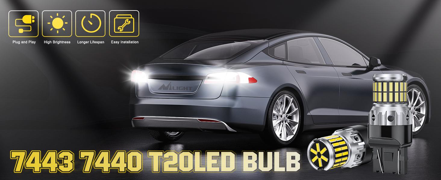 Nilight 7440 7441 7443 T20 992 W21W 6500k Xenon White LED Bulbs (Pairs) Super Bright Waterproof Headlight Nilight 7440 7441 7443 T20 992 W21W 6500k Xenon White LED Bulbs (Pairs) Super Bright Waterproof Headlight