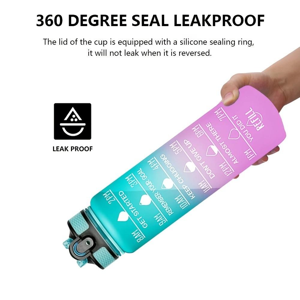 Leak-Proof Sporty Travel Water Bottle, Gradient Color Fitness Cup, Portable Hydration with Motivational Quotes, Ideal for Summer & Fall