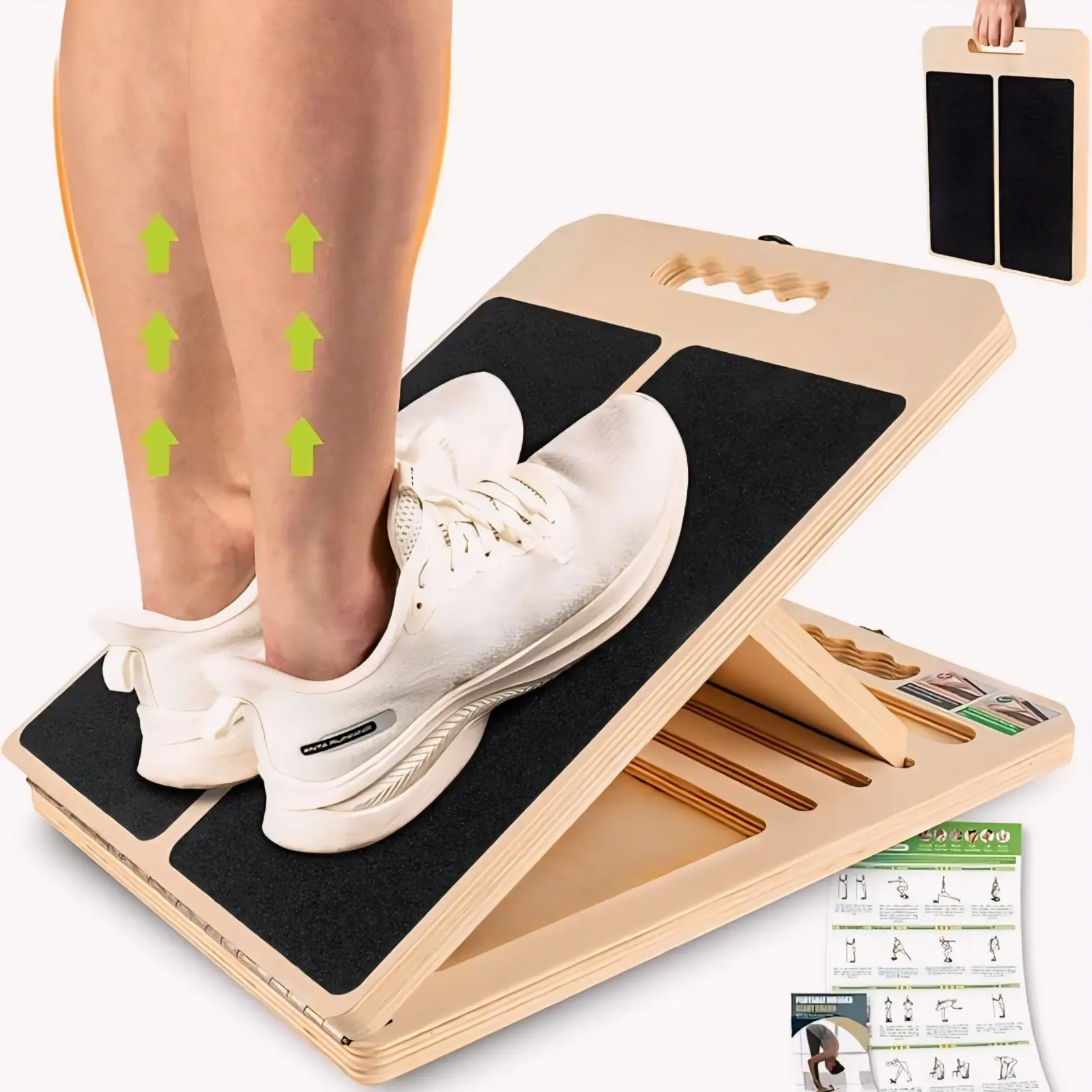 Incline Board Calf Stretching Device, 460lbs Load Capacity, Portable Wooden Incline Board, Non-Slip Surface, Adjustable Angle, Home Fitness