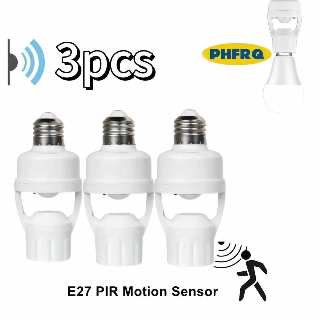 Motion Sensor E27 Light Socket Converter, Adjustable Delay Time Switch, Color Temperature Control E27 Base Bulb Adapter for Home Use