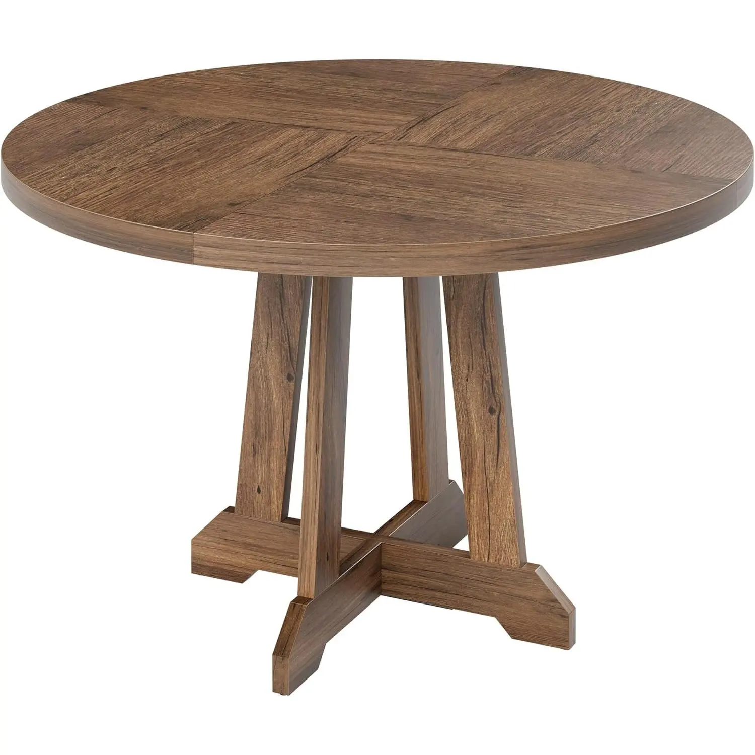 Dining Table for 4 to 6 People 47 Inch Round Dining Table Wooden Kitchen Table with Sturty Legs Dining Room Table for Dining Room Kitchen Brown