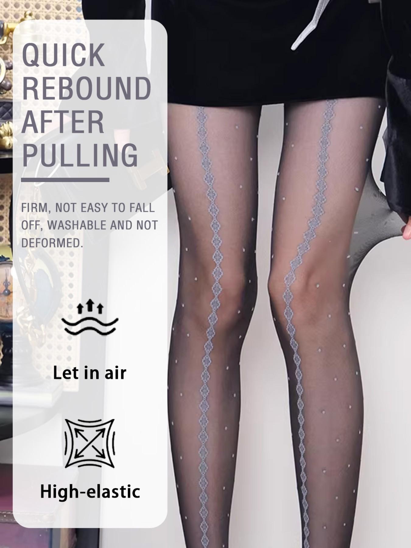 Vintage Polka Dot Rhombus Stockings, High Waist Slim-Fitting Striped Tights, Fashionable All-Seasons Wear, Beautiful and Stylish