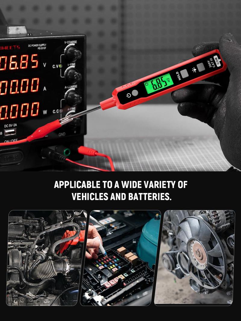 KAIWEETS 0.8-100V DC Car Automotive Circuit Tester, Smart Auto-Ranging Fuse Tester with Sharp Probe, Professional Vehicle Voltage Tester for Car Battery, Bidirectional Polarity Checker Tool for Voltage/Continuity/Resistance Detector with Audible Buzzer KAIWEETS 0.8-100V DC Car Automotive Circuit Tester, Smart Auto-Ranging Fuse Tester with Sharp Probe, Professional Vehicle Voltage Tester for Car Battery, Bidirectional Polarity Checker Tool for Voltage/Continuity/Resistance Detector with Audible Buzzer