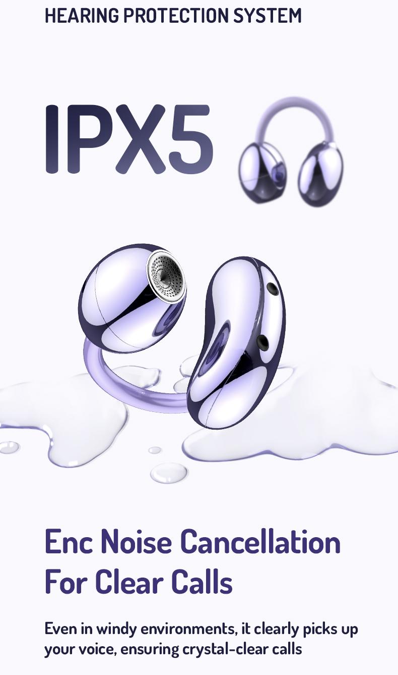 MINISO MS192 AI translation earbuds with APP Support 134 Languages Clip-on Earbuds,Open Ear Earbuds Wireless Bluetooth 5.4, Lightweight Open Ear Headphones with C-Shaped Bridge,Slim Hook,50H Battery,Waterproof, for Glasses Wearers and Workouts