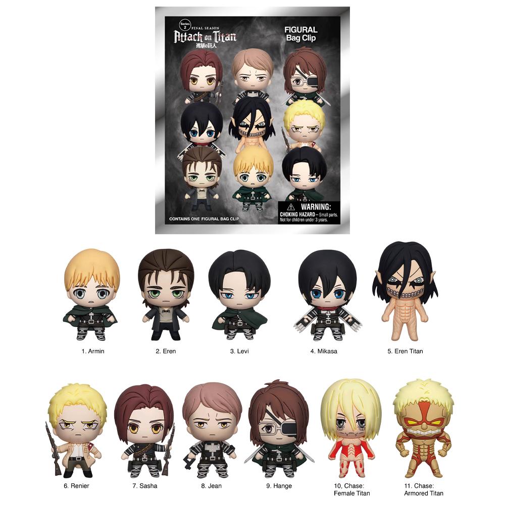 Attack on Titan Blind Bag Keyring/Blind Box Figure 1pc Random One Officially Licensed Cartoon Mystery Anime Keychain Bag Clip Table Decoration Armin Eren Mikasa Levi Hange Christmas Halloween Friends Birthday Anniversary Gifts Limited Edition Accessory
