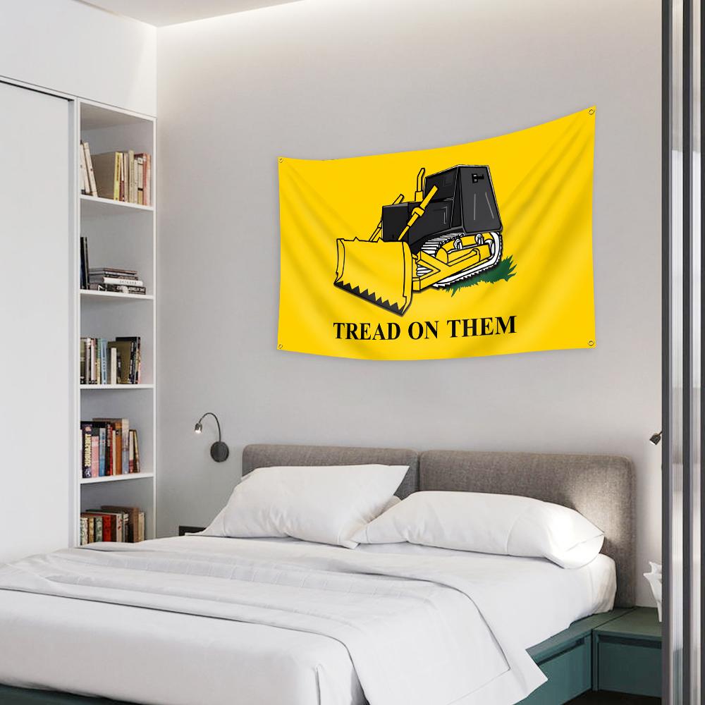 Tread on Them Killdozer Flag Banner 3x5 Ft, Vibrant Print, Indoor Bedroom Dorm Man Cave Decor, Outdoor Wall Hanging Decoration